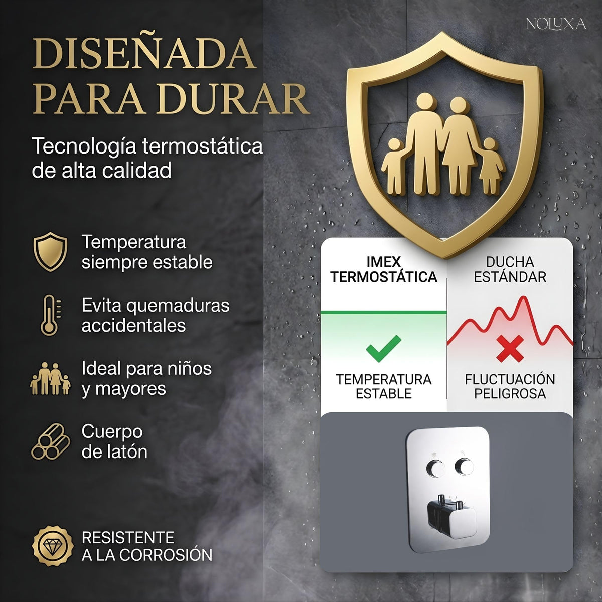 DUCHA EMPOTRADA TERMOSTÁTICA SERIE MADEIRA