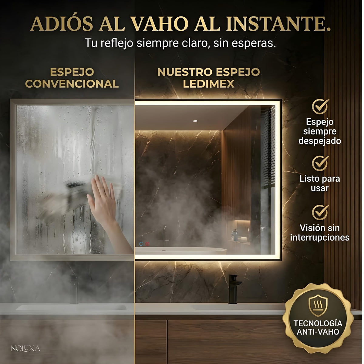 ESPEJO SUIZA 100x80cm Negro Mate