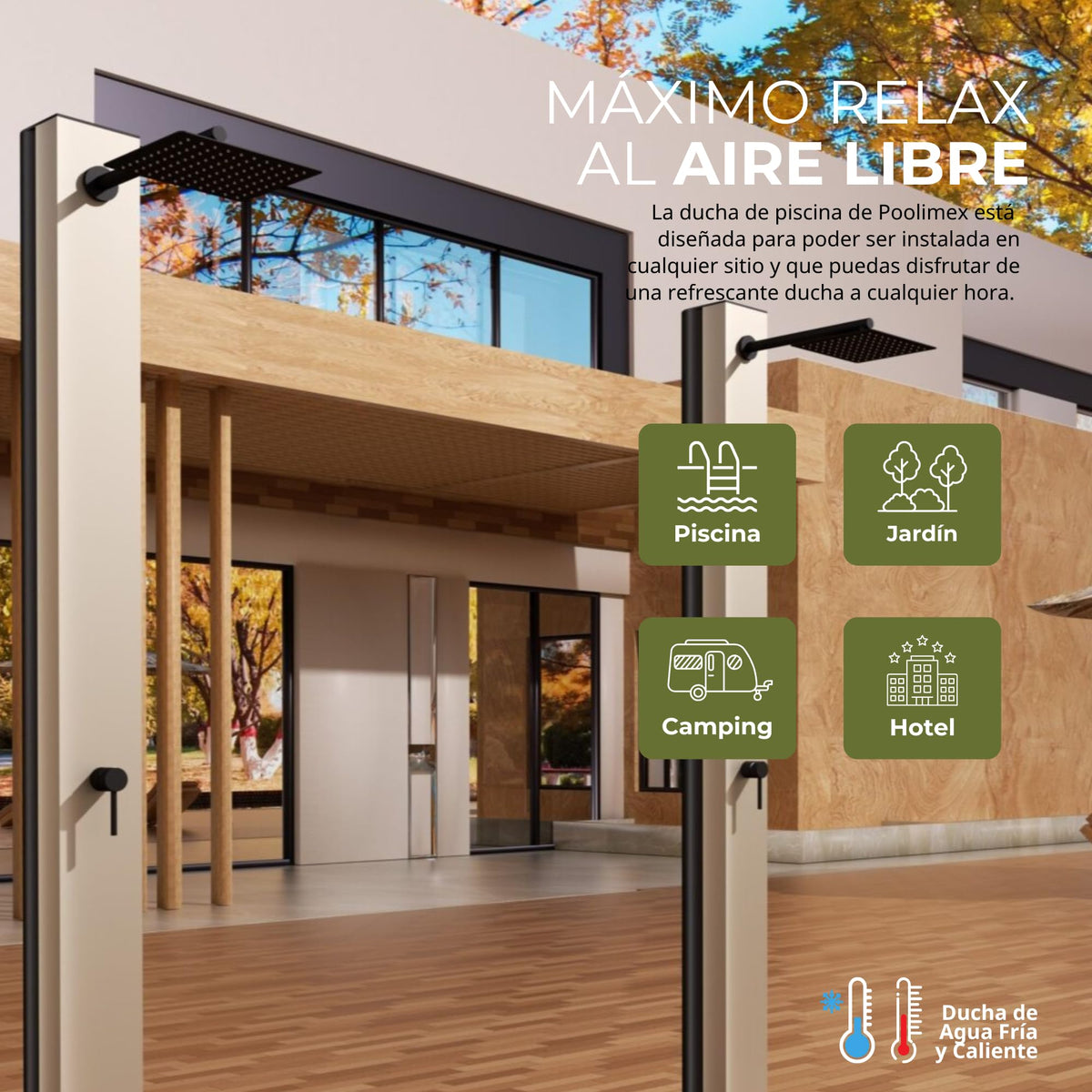 DUCHA PISCINA EXTERIOR EN ACERO INOX. S.316 SERIE PHOENIX