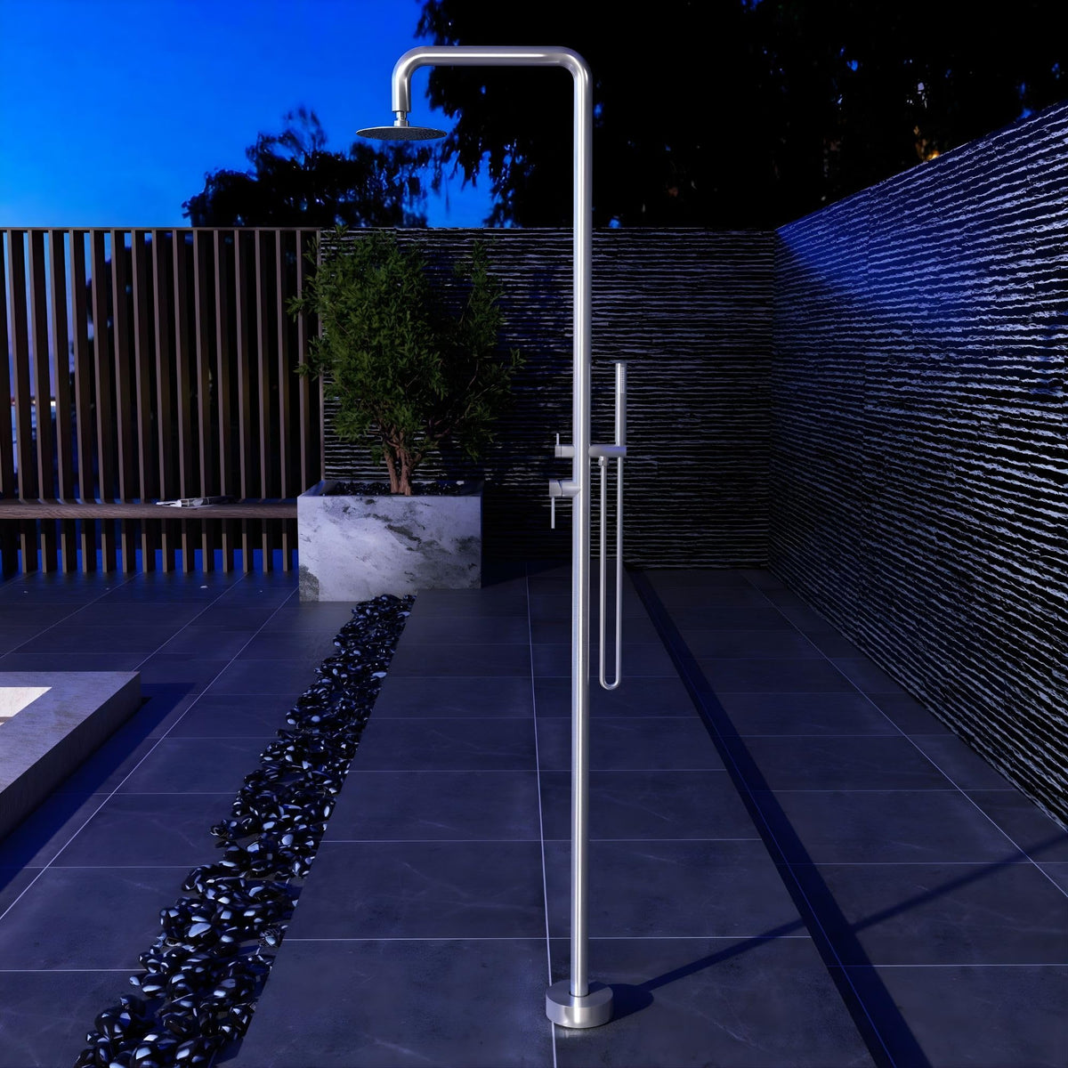 DUCHA PISCINA EXTERIOR EN ACERO INOX. S.316 SERIE FLORIDA