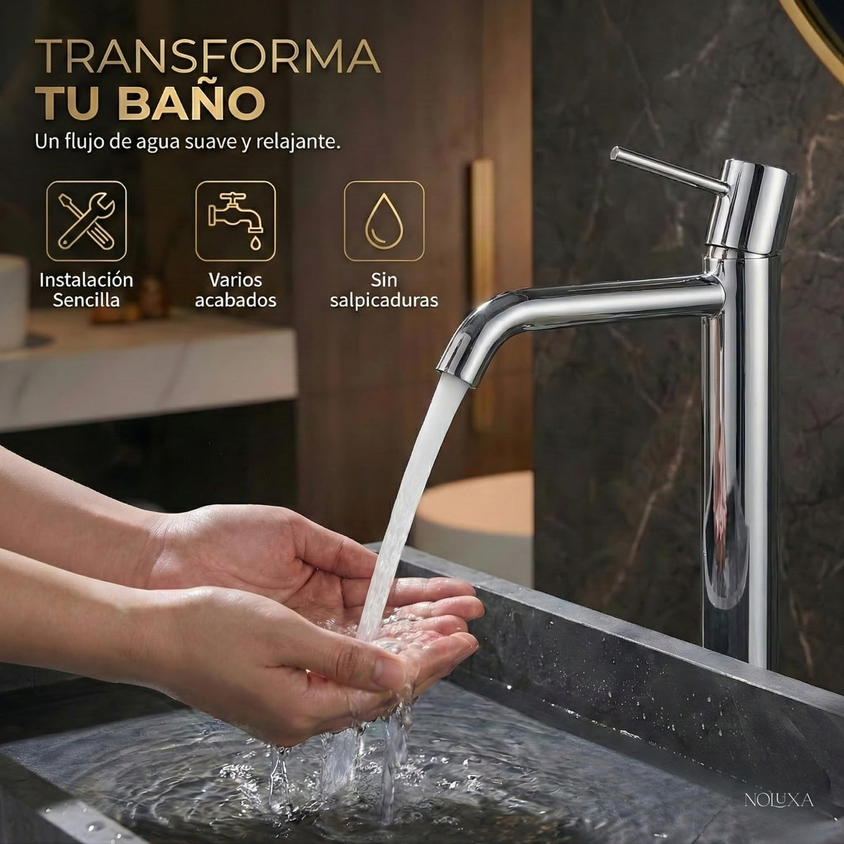 GRIFO LAVABO CAÑO ALTO MONOMANDO SERIE MONZA