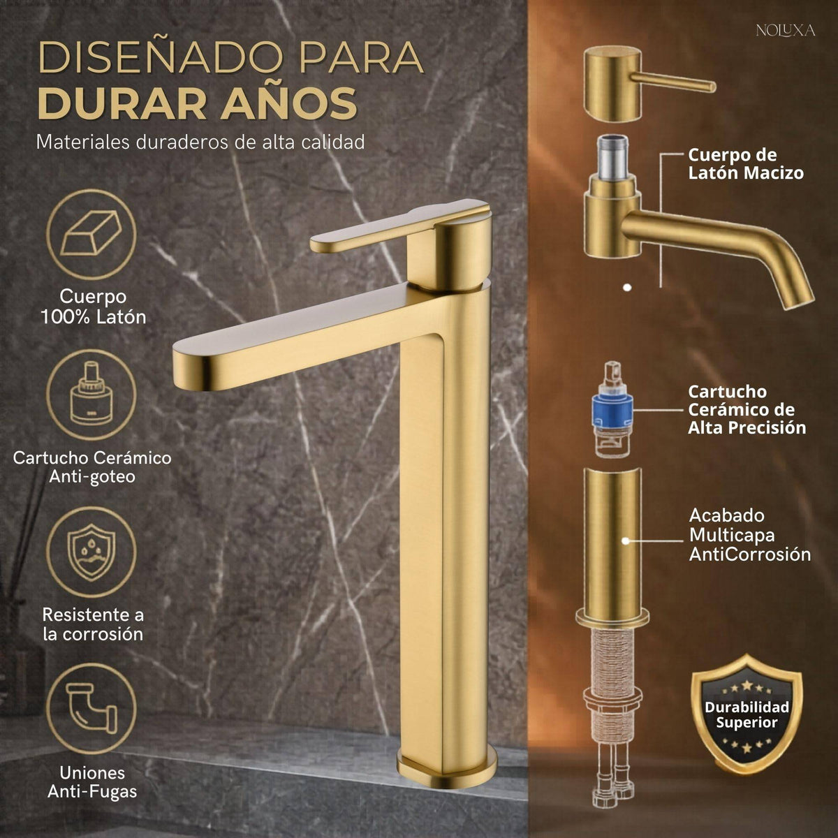 GRIFO LAVABO CAÑO ALTO MONOMANDO SERIE ROMA
