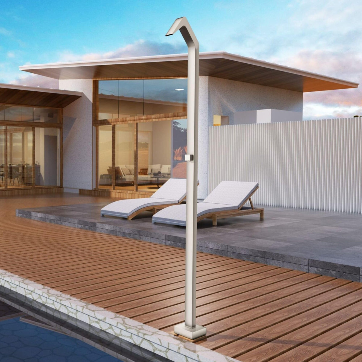DUCHA PISCINA EXTERIOR EN ACERO INOX. S.316 SERIE NIAGARA