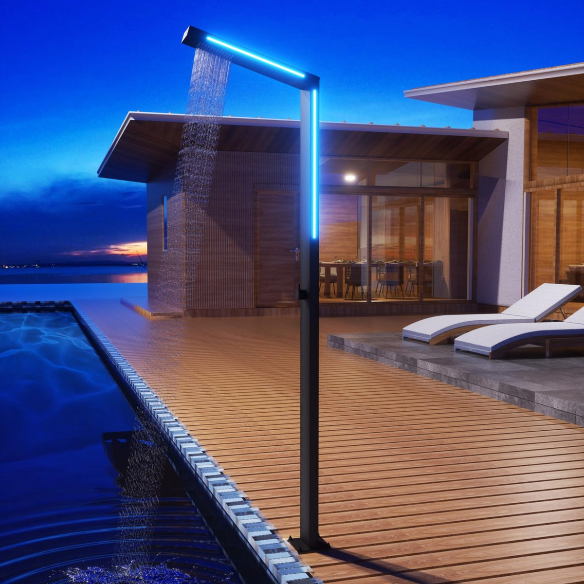 DUCHA PISCINA EXTERIOR EN ACERO INOX. S.316 SERIE SENSE