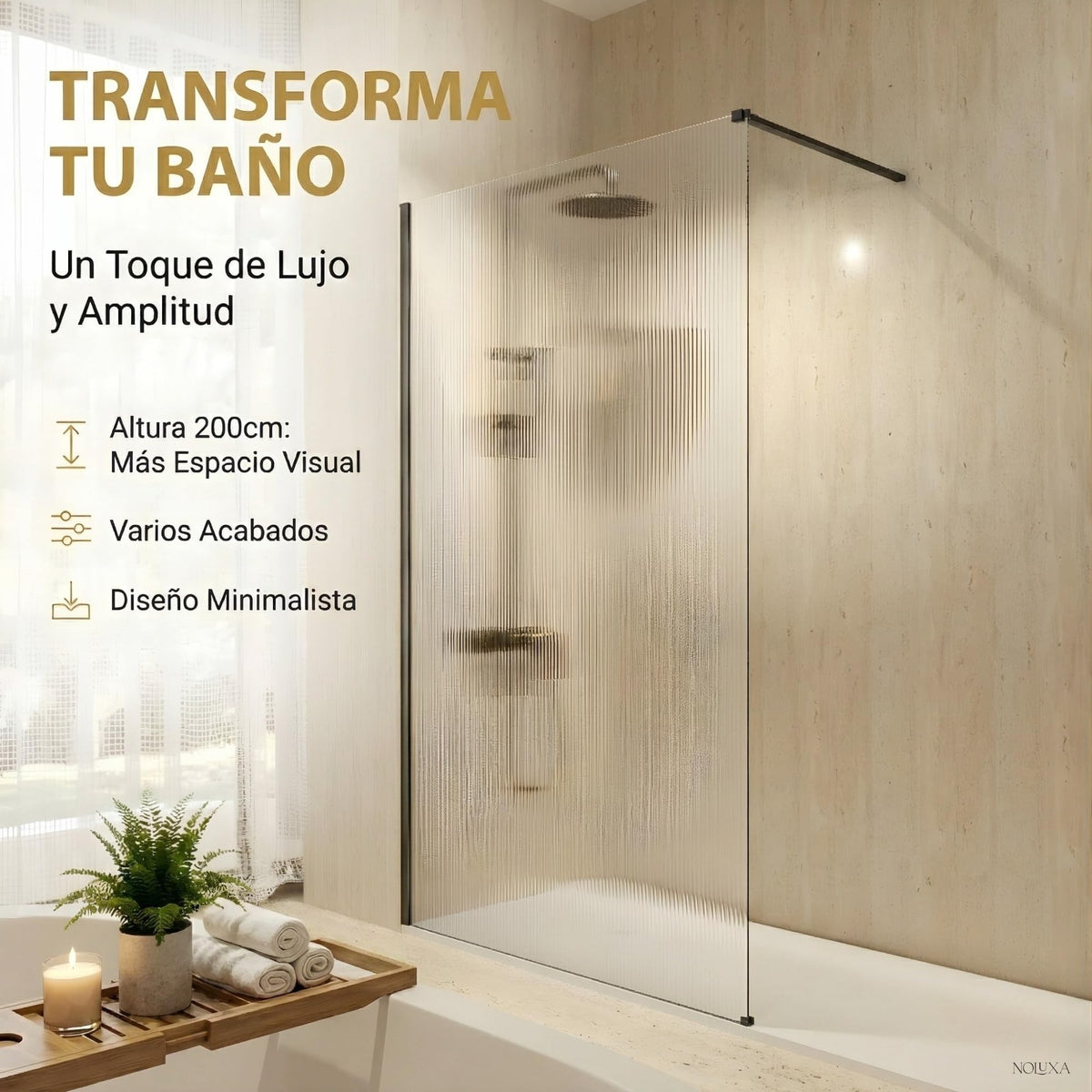 MAMPARA FIJO SCREEN WAVES 100 x 200 cm Black Gun Metal