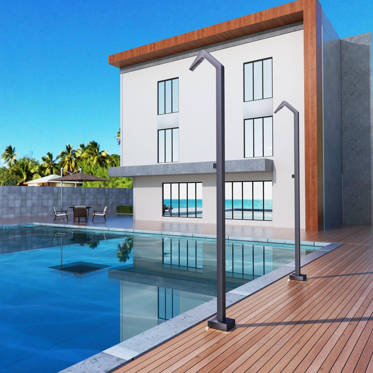 DUCHA PISCINA EXTERIOR EN ACERO INOX. S.316 SERIE NIAGARA