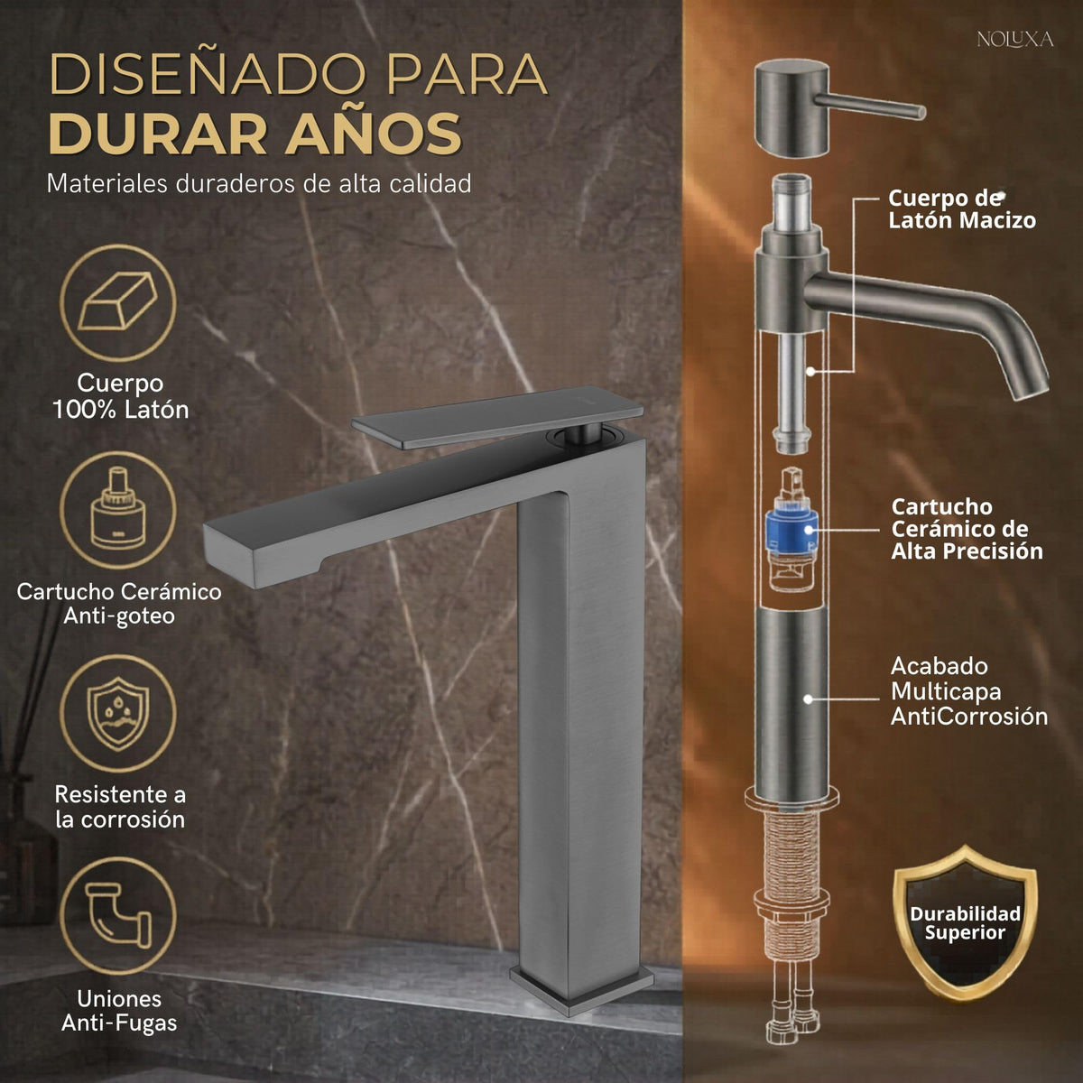 GRIFO LAVABO CAÑO ALTO MONOMANDO SERIE PISA