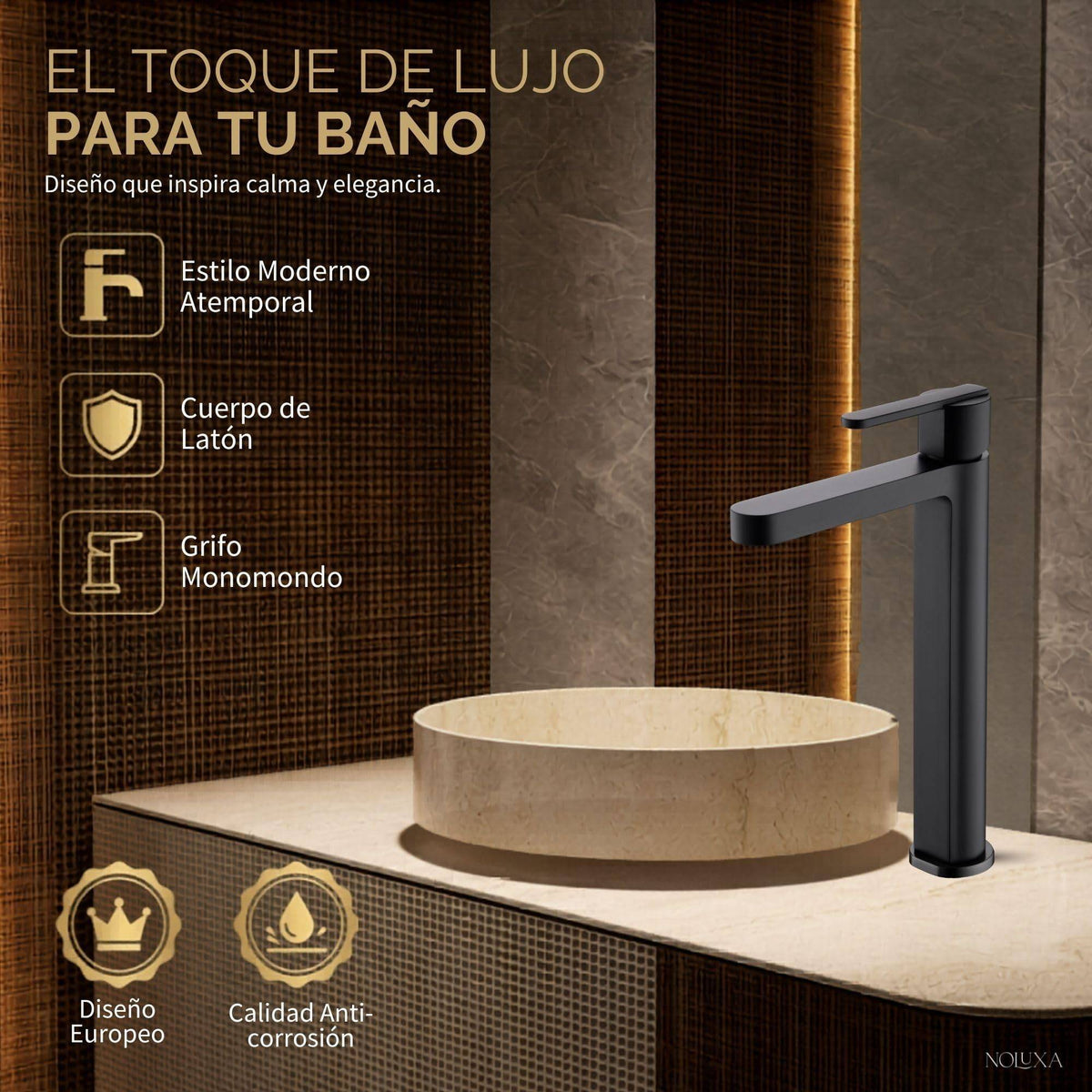 GRIFO LAVABO CAÑO ALTO MONOMANDO SERIE ROMA