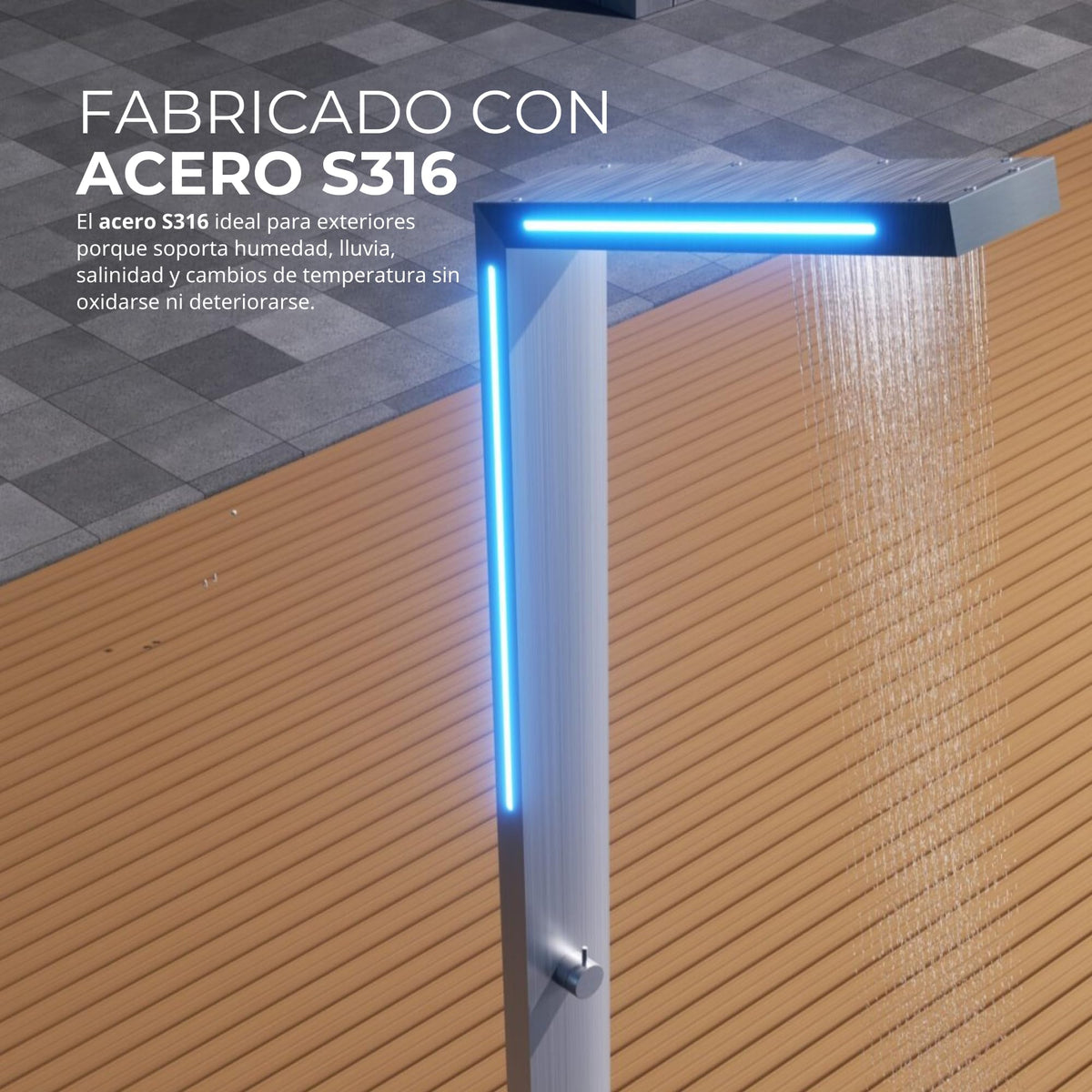 DUCHA PISCINA EXTERIOR EN ACERO INOX. S.316 SERIE SENSE