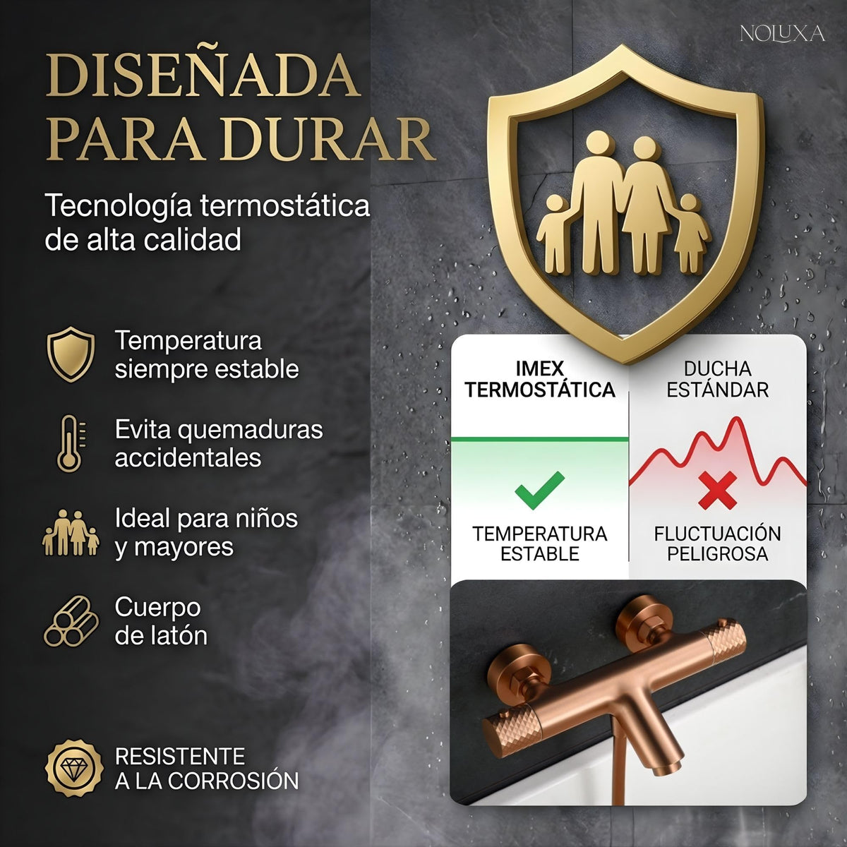 GRIFO BAÑERA Y DUCHA TERMOSTÁTICO SERIE GÉNOVA