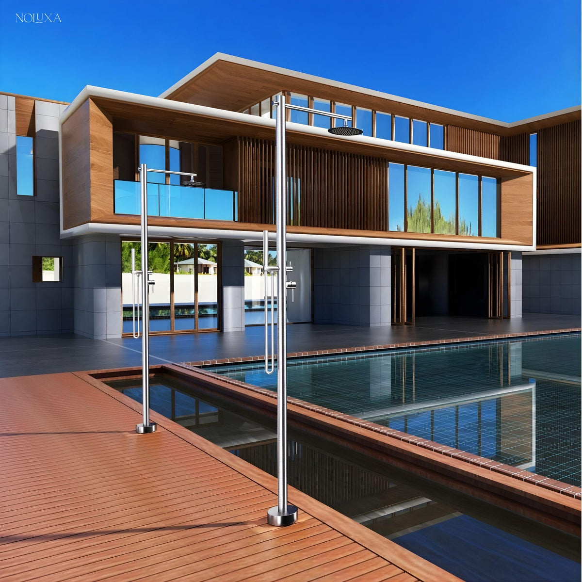 DUCHA PISCINA EXTERIOR EN ACERO INOX. S.316 SERIE KANSAS