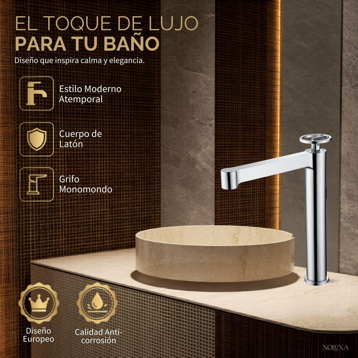 GRIFO LAVABO CAÑO ALTO MONOMANDO SERIE OLIMPO