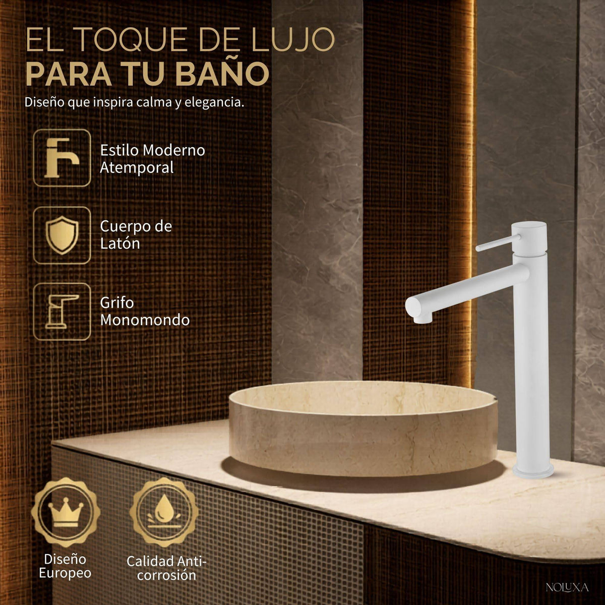 GRIFO LAVABO CAÑO ALTO MONOMANDO SERIE MILOS STICK