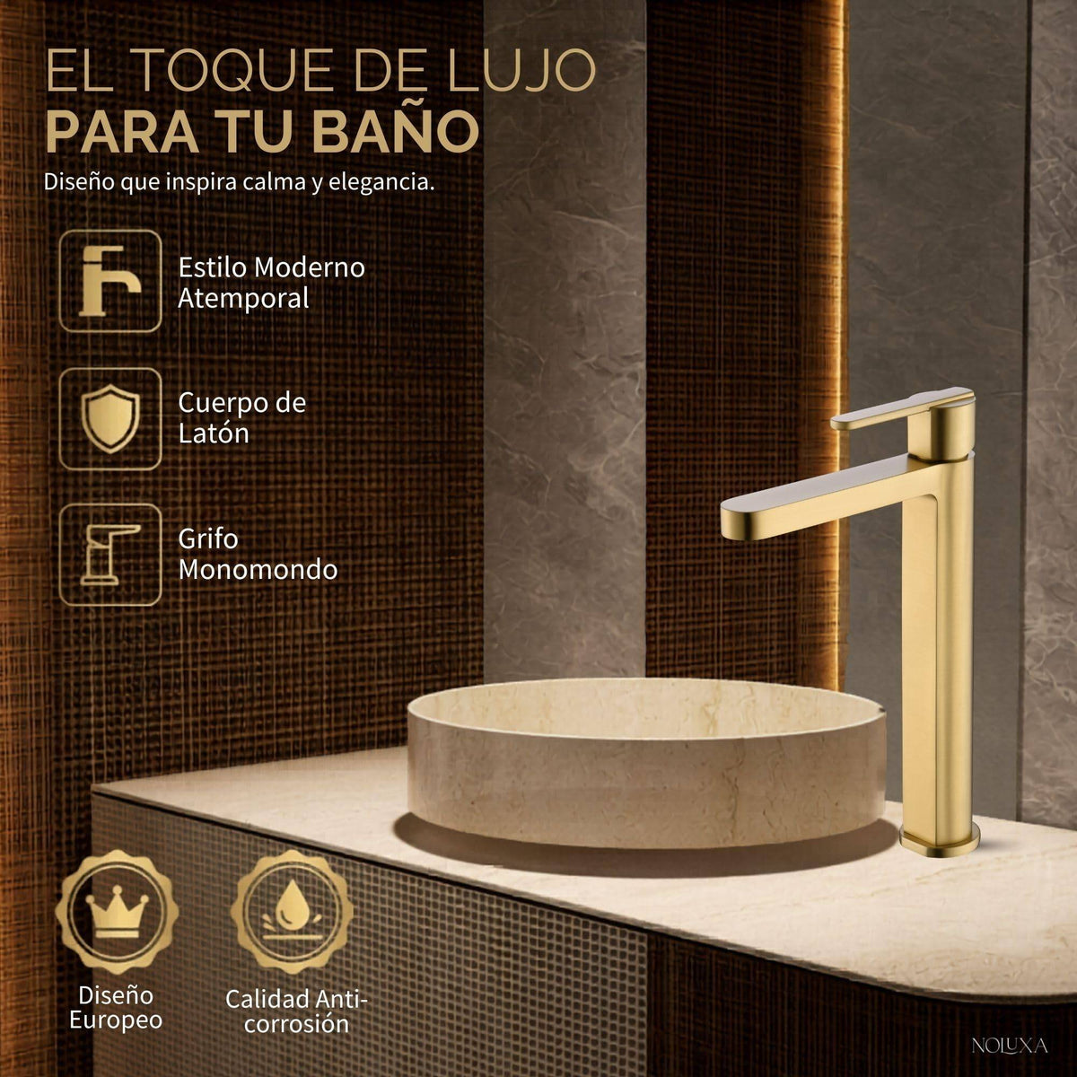 GRIFO LAVABO CAÑO ALTO MONOMANDO SERIE ROMA
