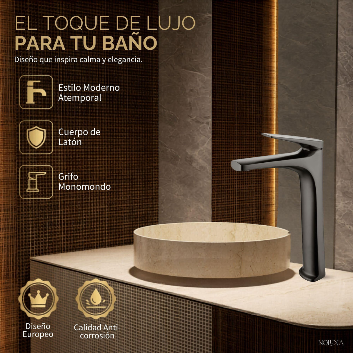 GRIFO LAVABO CAÑO ALTO MONOMANDO SERIE DELOS
