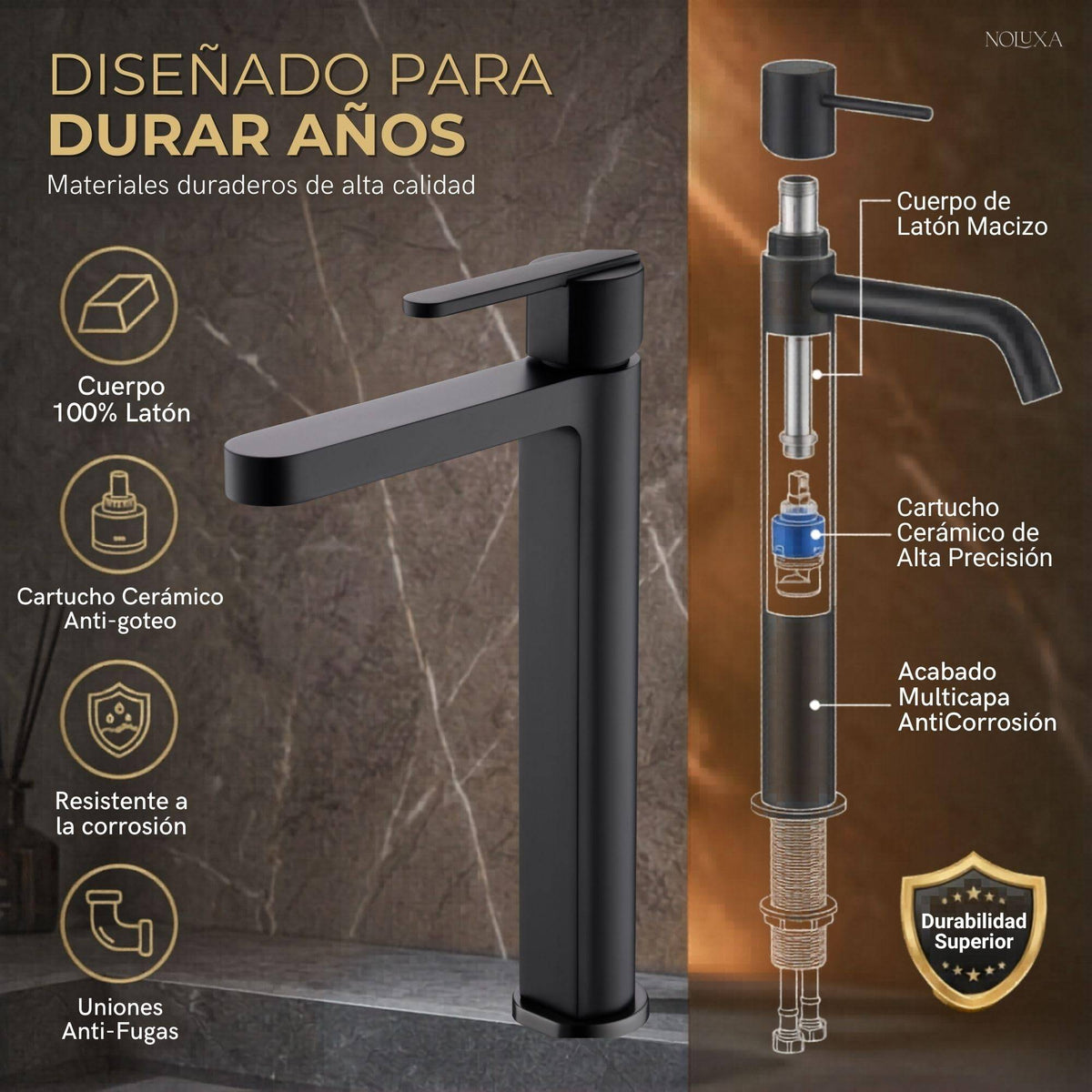 GRIFO LAVABO CAÑO ALTO MONOMANDO SERIE ROMA