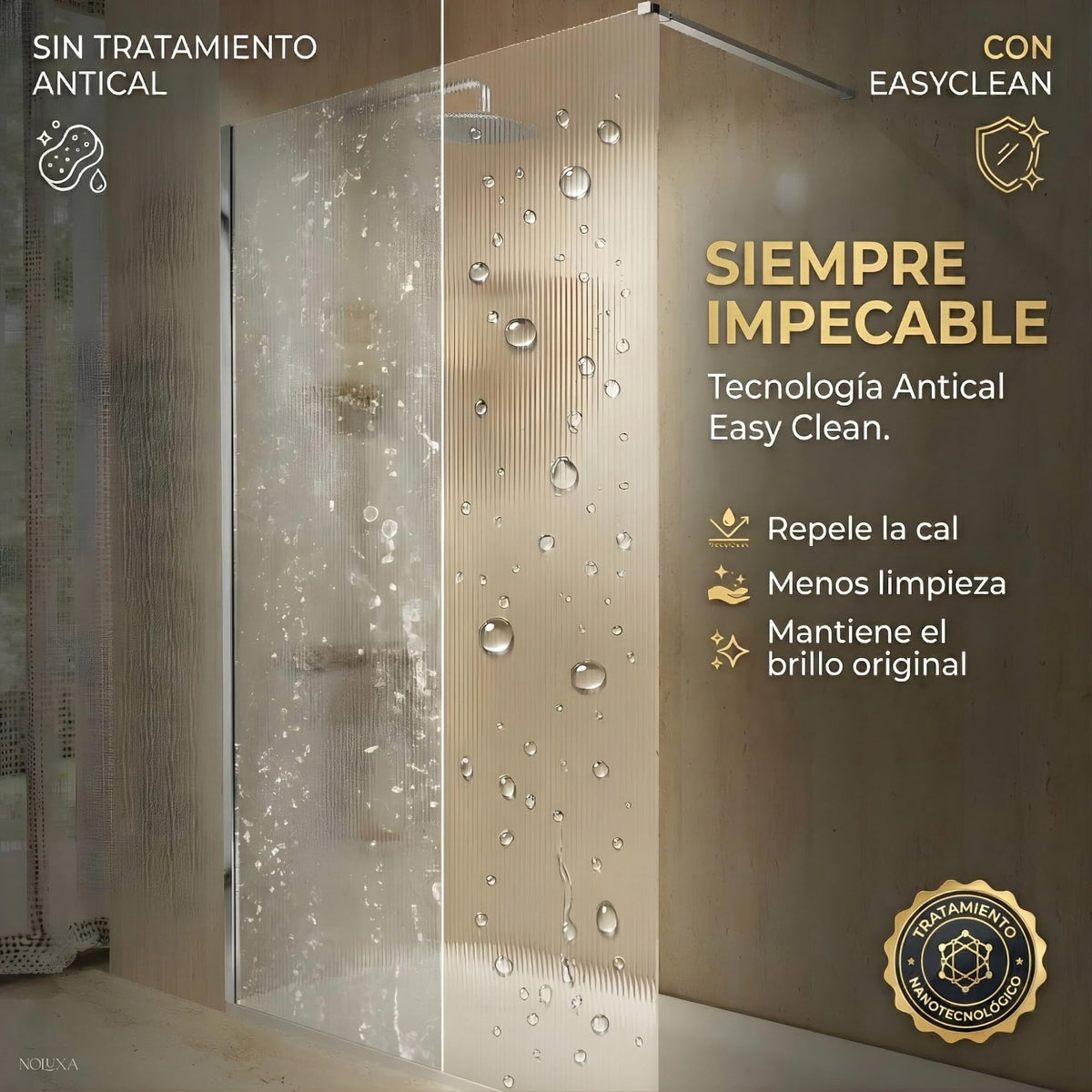 MAMPARA FIJO SCREEN WAVES 100 x 200 cm Cromado