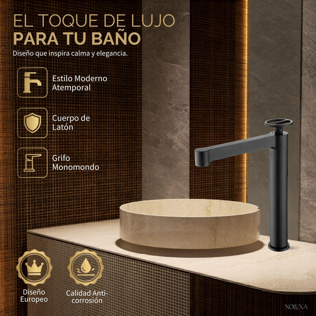 GRIFO LAVABO CAÑO ALTO MONOMANDO SERIE OLIMPO