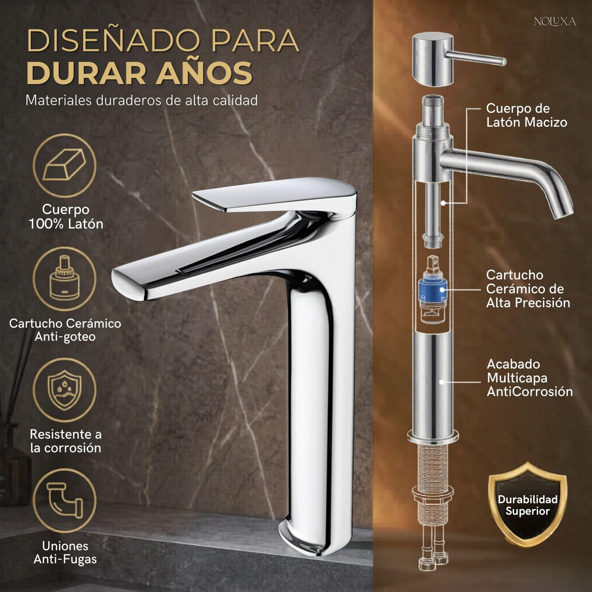 GRIFO LAVABO CAÑO ALTO MONOMANDO SERIE DELOS