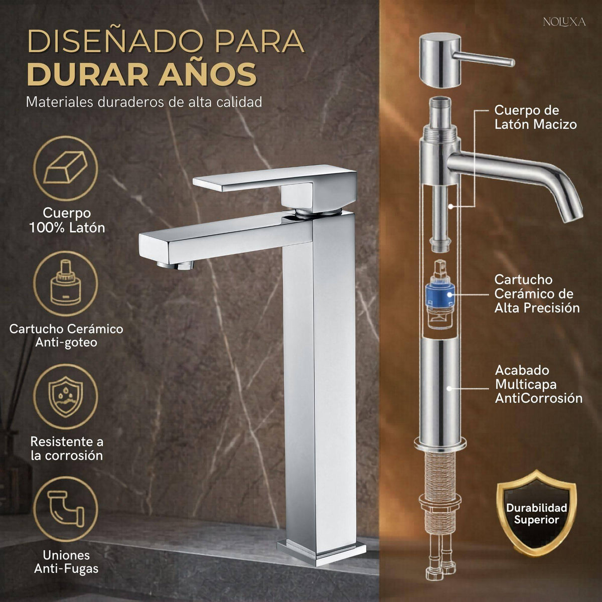GRIFO LAVABO CAÑO ALTO MONOMANDO SERIE VALENCIA
