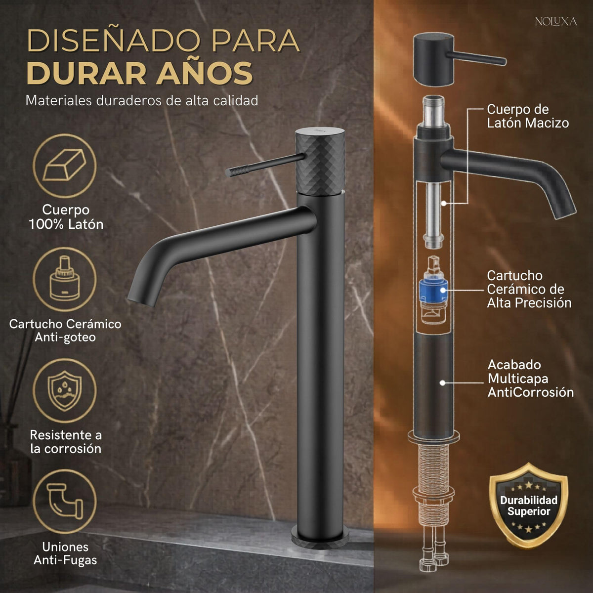 GRIFO LAVABO CAÑO ALTO MONOMANDO SERIE GÉNOVA