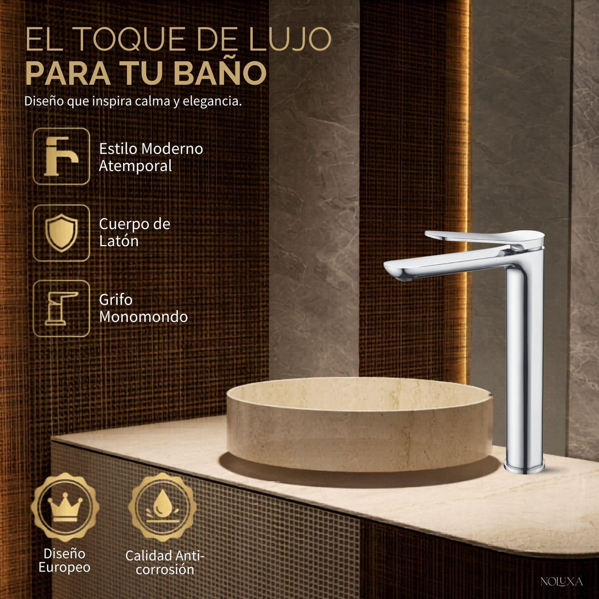 GRIFO LAVABO CAÑO ALTO MONOMANDO SERIE DINAMARCA