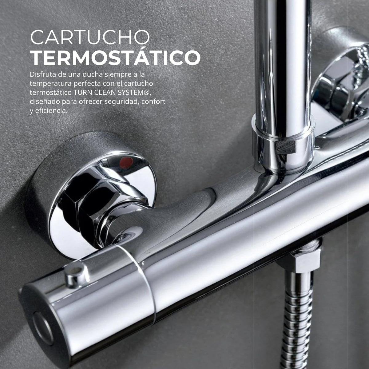IMEX - Columna Ducha Termostatica con Grifo | Conjunto de Ducha con Alcachofa y Rociador Antical Efecto Lluvia | Griferia en Latón y Acero Inox S.304 con Barra Extensible | Serie Praga | Color Cromado Cromado