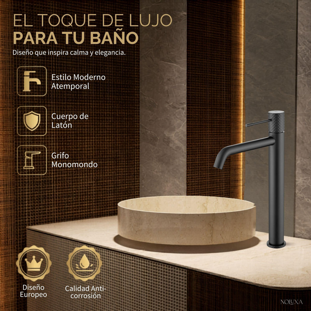 GRIFO LAVABO CAÑO ALTO MONOMANDO SERIE GÉNOVA