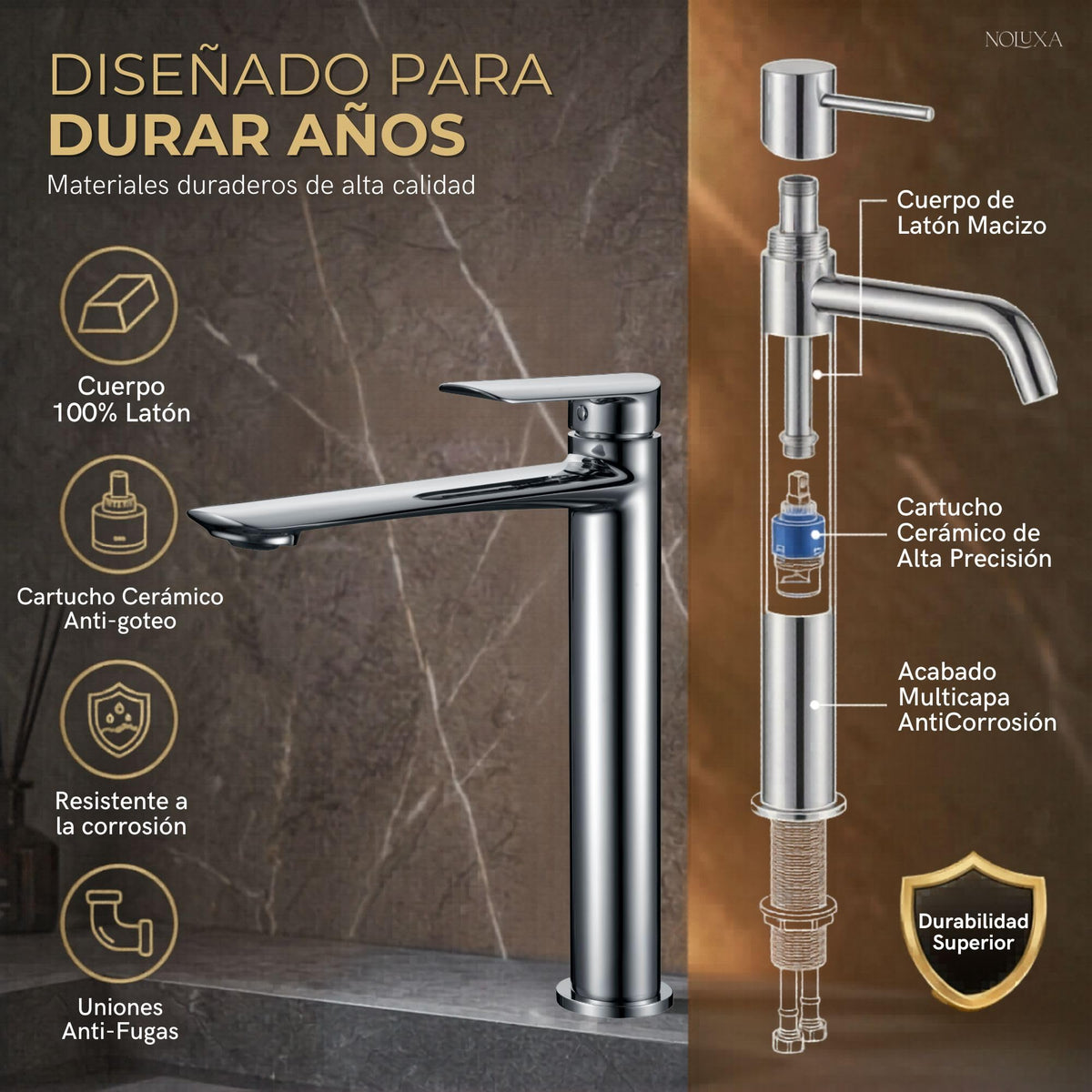 GRIFO LAVABO CAÑO ALTO MONOMANDO SERIE URAL