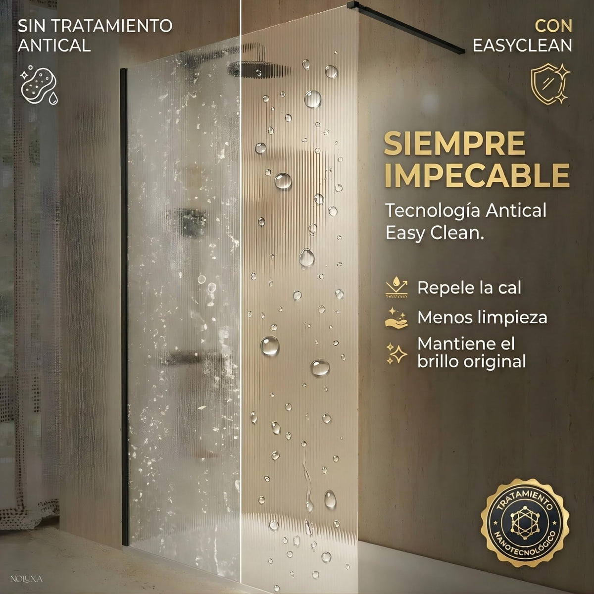 MAMPARA FIJO SCREEN WAVES 100 x 200 cm Negro Mate
