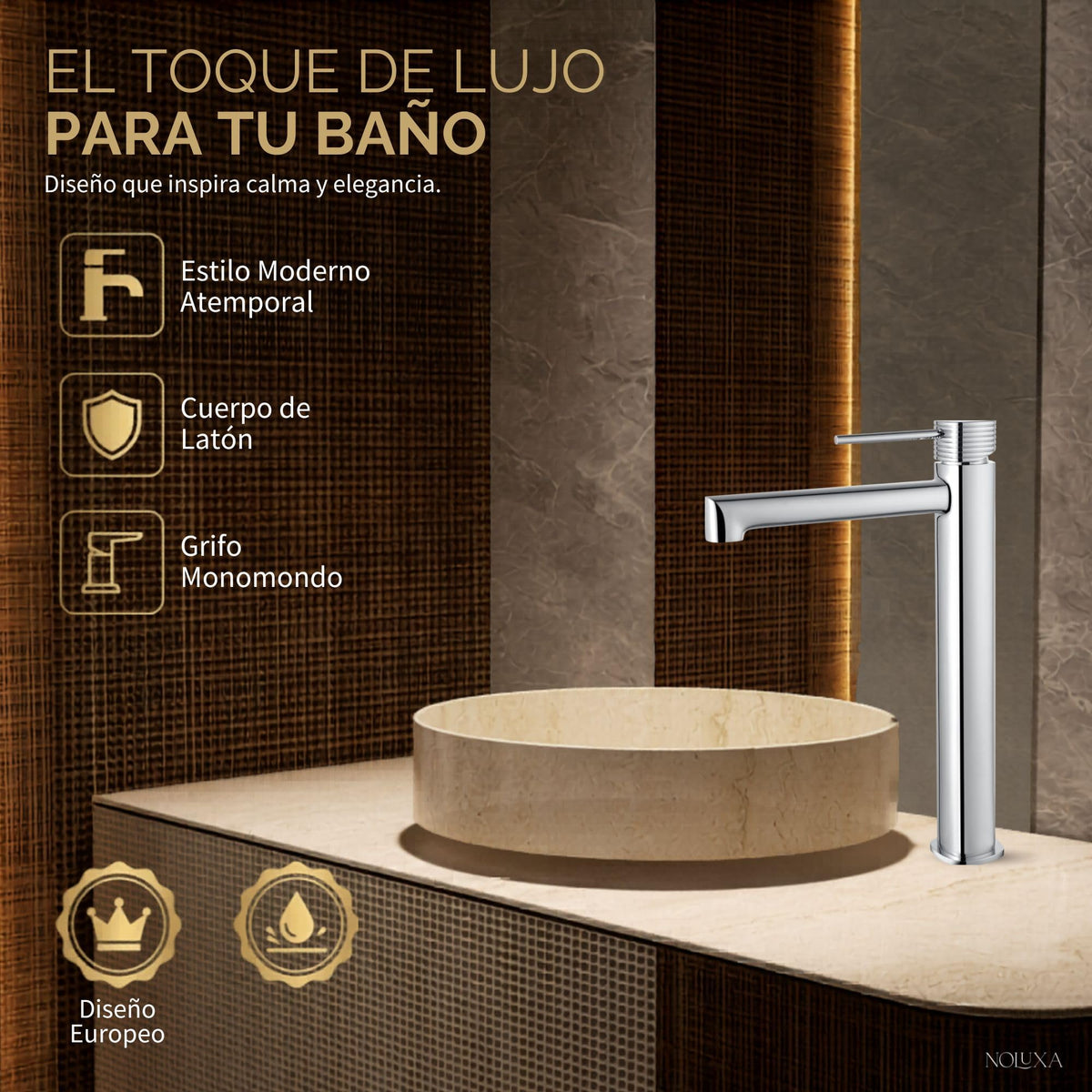 GRIFO LAVABO CAÑO ALTO MONOMANDO SERIE FIRENZE
