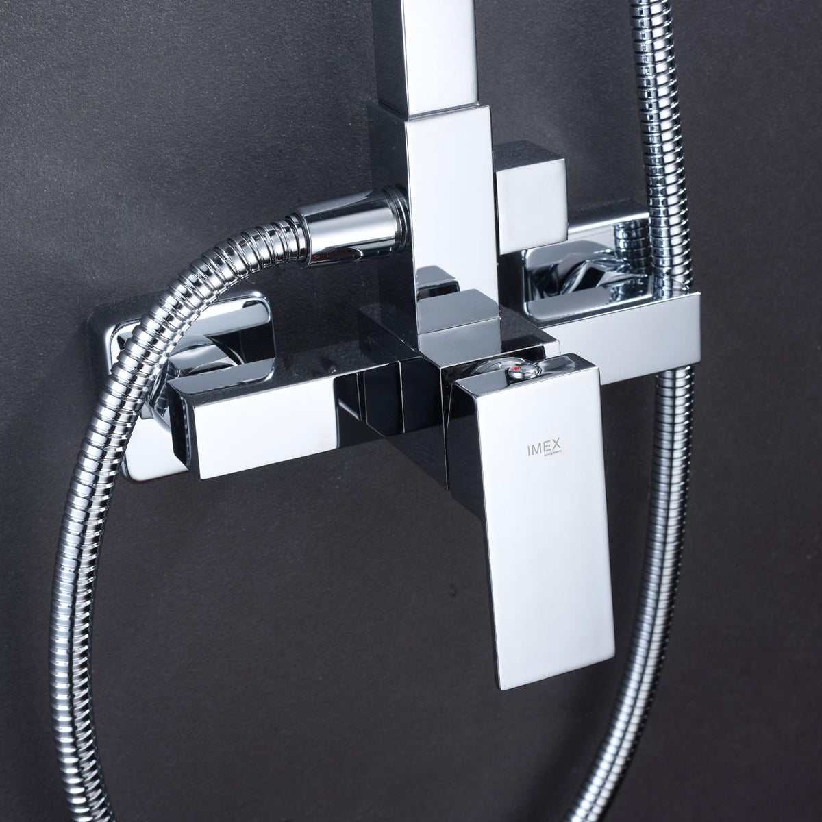 IMEX - Columna Ducha Monomando con Grifo | Conjunto de Ducha con Alcachofa y Rociador Antical | Griferia en Latón y Acero Inox S.304 con Barra Extensible | Serie Valencia | Color Cromado Cromado