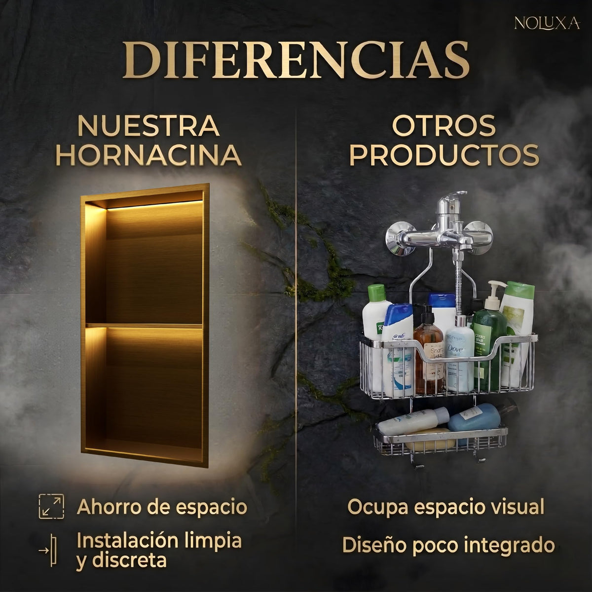 HORNACINA RECTANGULAR 63X33CM CON LUZ LED SERIE OCEANIC