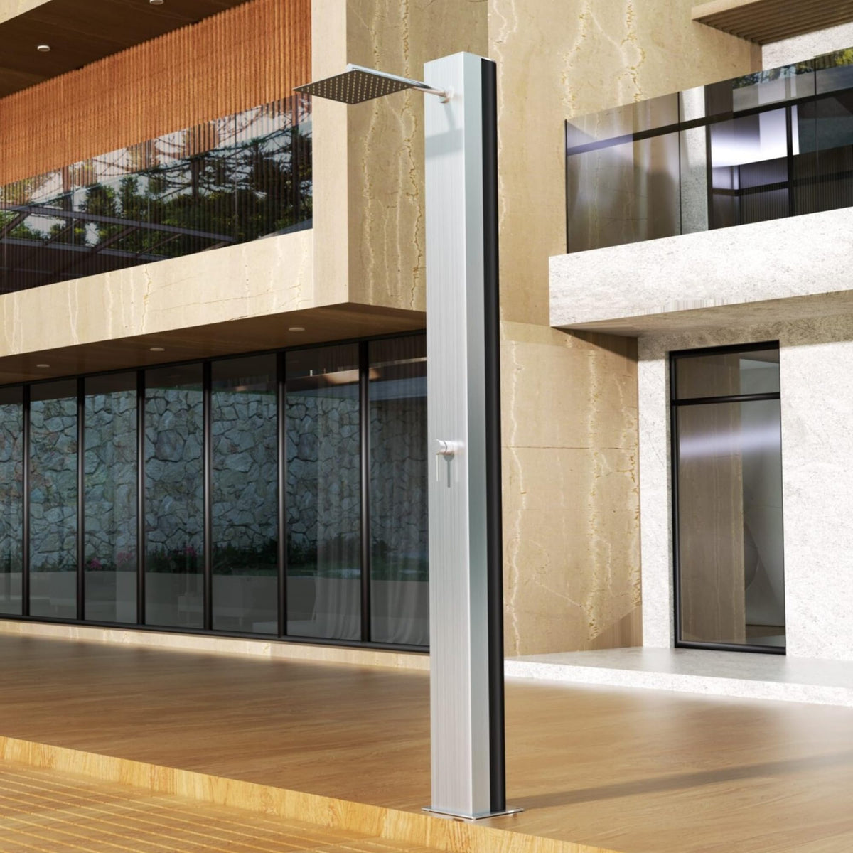 DUCHA PISCINA EXTERIOR EN ACERO INOX. S.316 SERIE PHOENIX