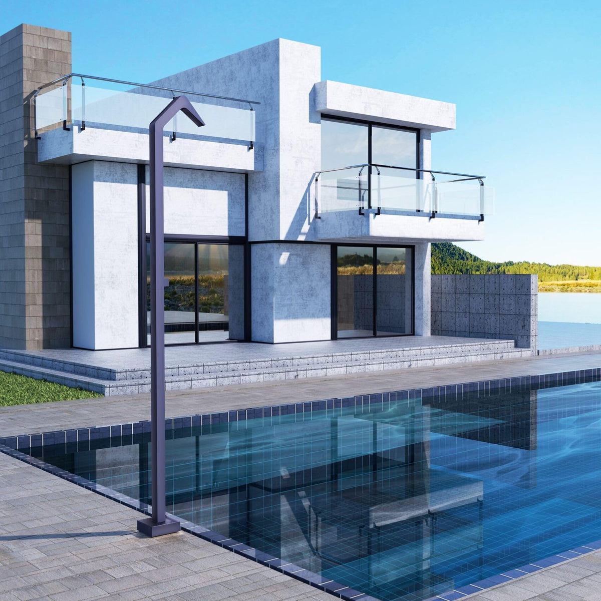 DUCHA PISCINA EXTERIOR EN ACERO INOX. S.316 SERIE NIAGARA