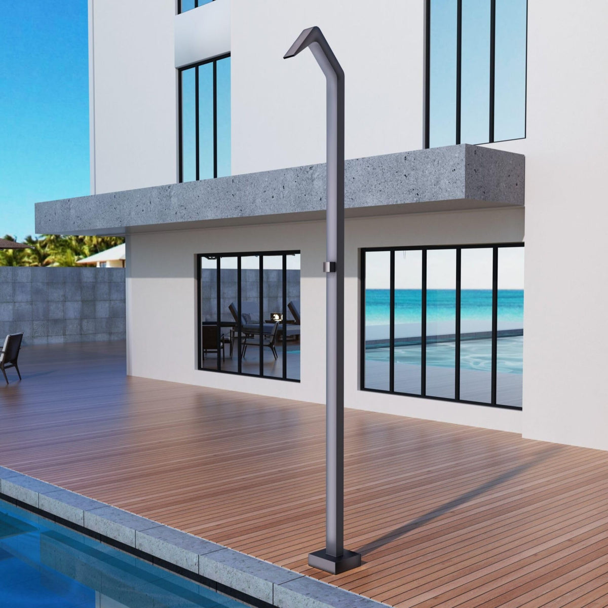 DUCHA PISCINA EXTERIOR EN ACERO INOX. S.316 SERIE NIAGARA