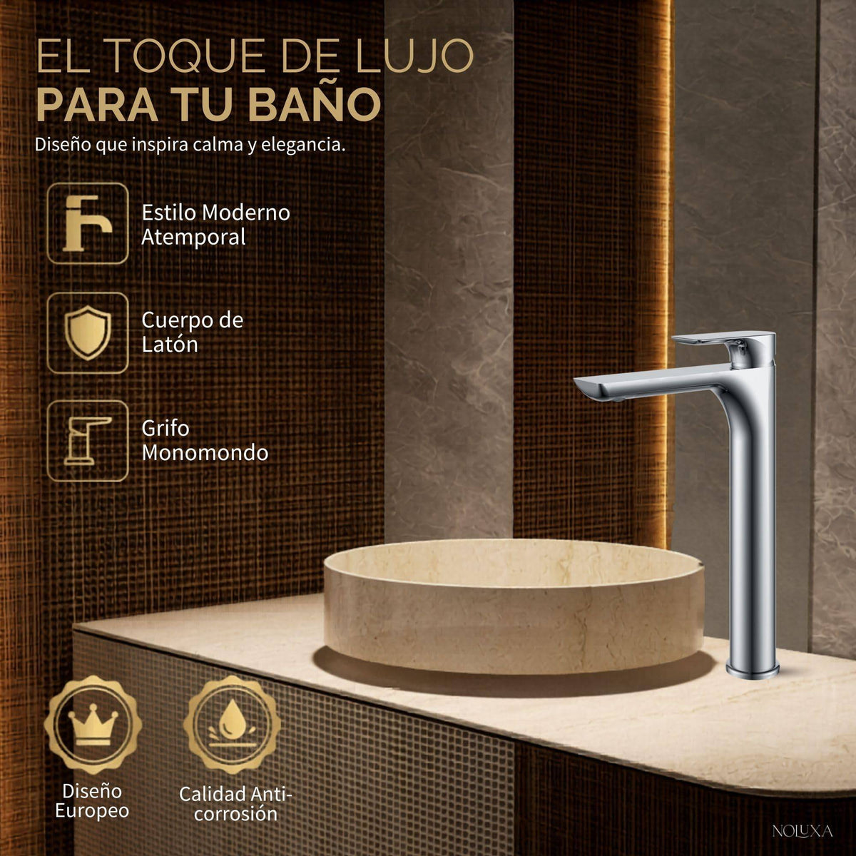 GRIFO LAVABO CAÑO ALTO MONOMANDO SERIE NASSAU