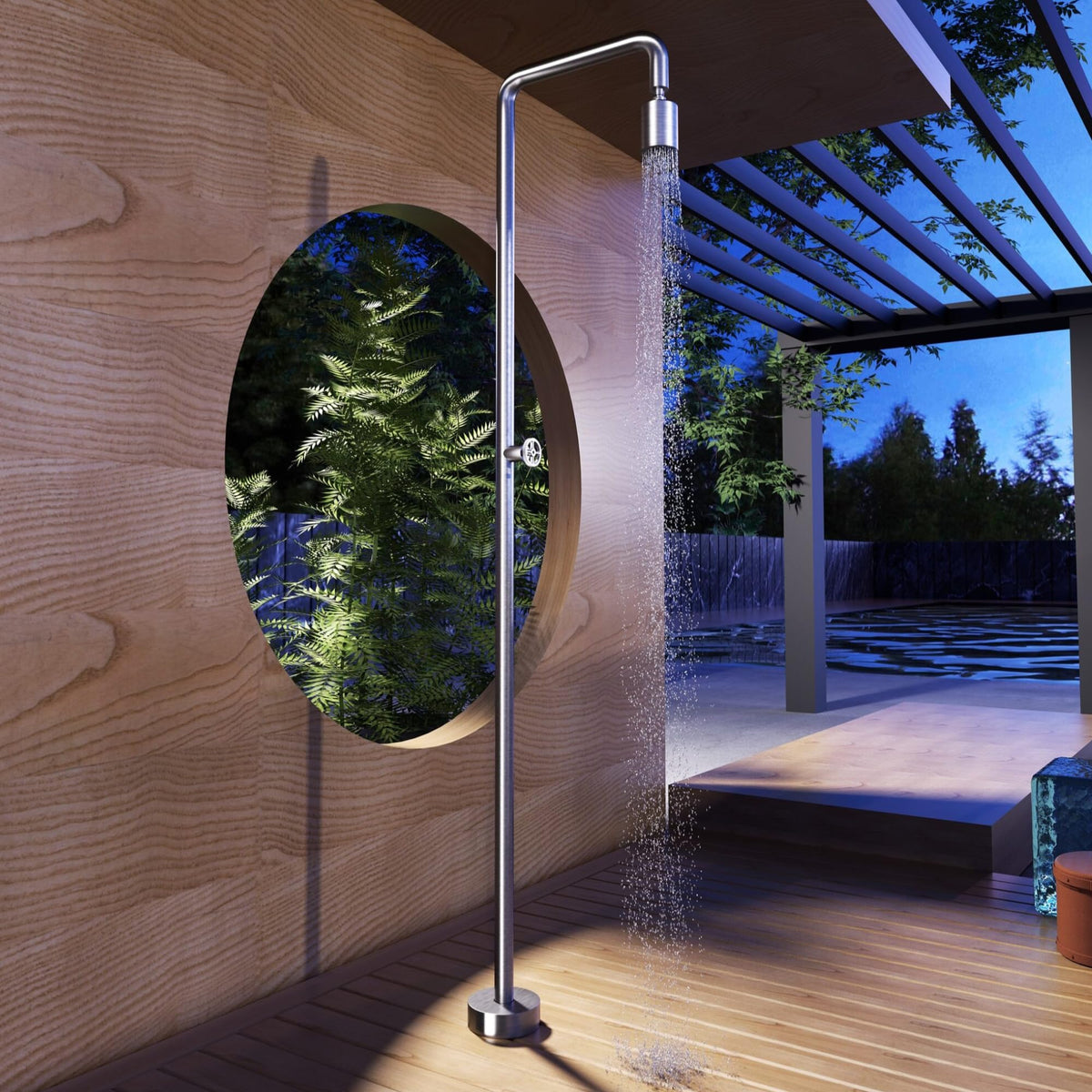 DUCHA PISCINA EXTERIOR EN ACERO INOX. S.316 SERIE POOL