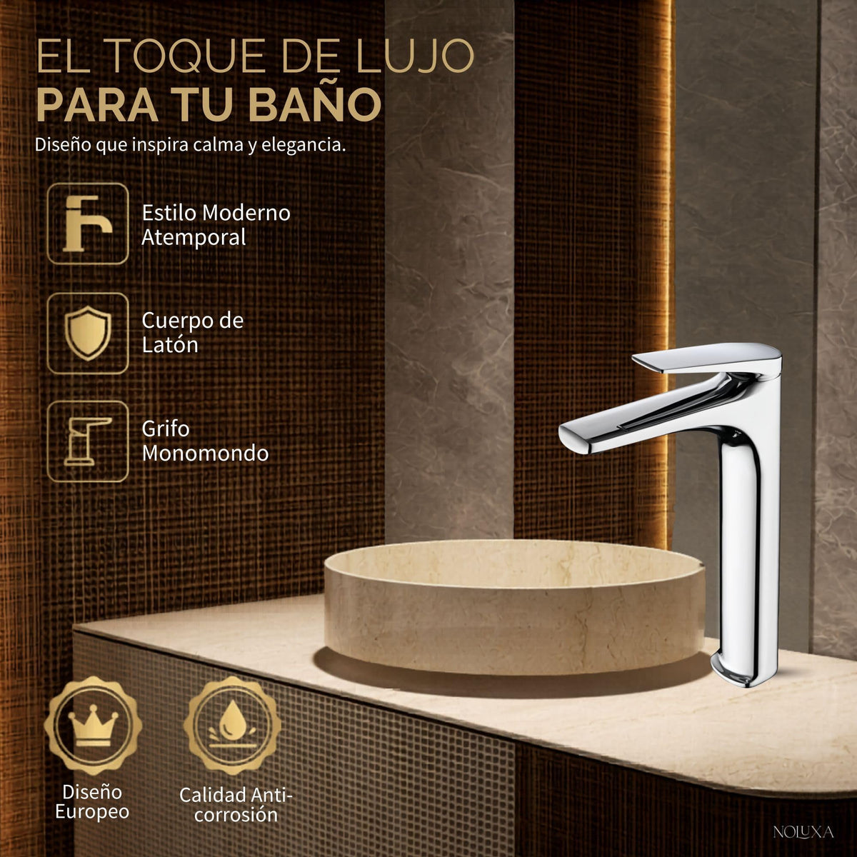 GRIFO LAVABO CAÑO ALTO MONOMANDO SERIE DELOS