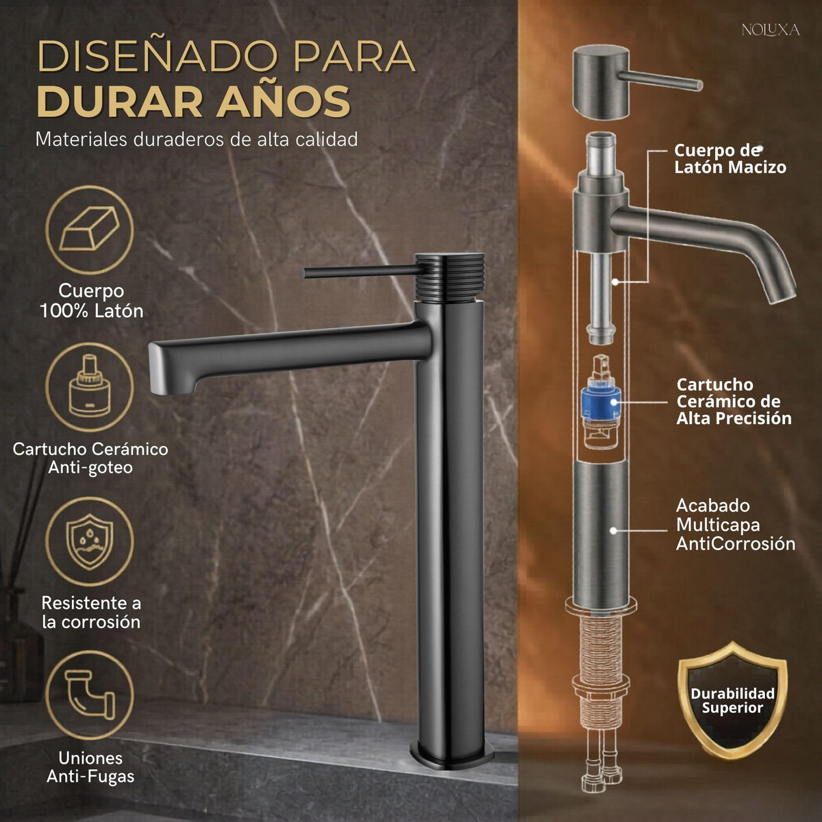 GRIFO LAVABO CAÑO ALTO MONOMANDO SERIE FIRENZE