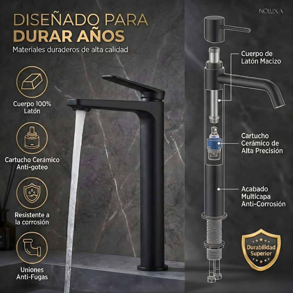 GRIFO LAVABO CAÑO ALTO MONOMANDO SERIE NÁPOLES