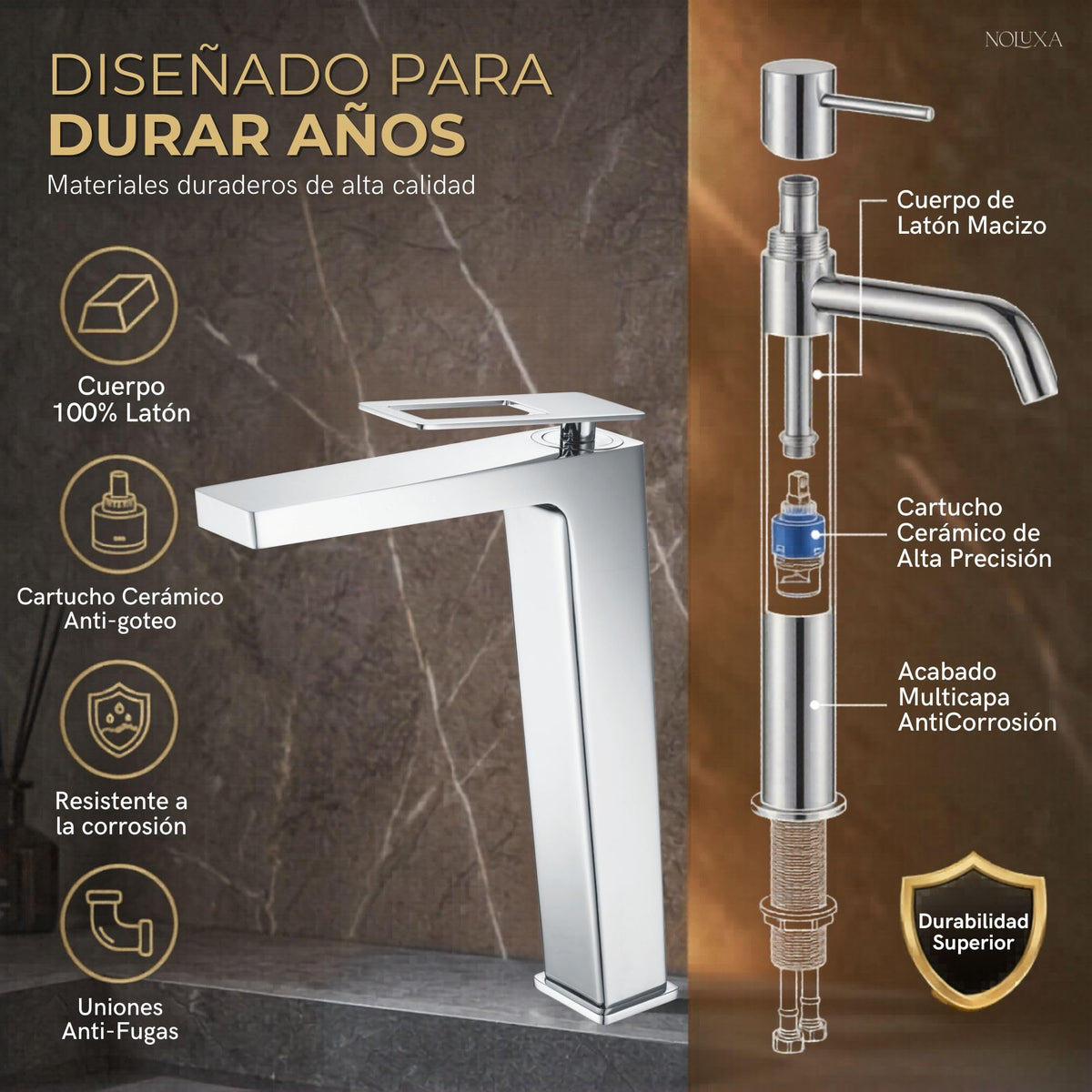 GRIFO LAVABO CAÑO ALTO MONOMANDO SERIE SUECIA
