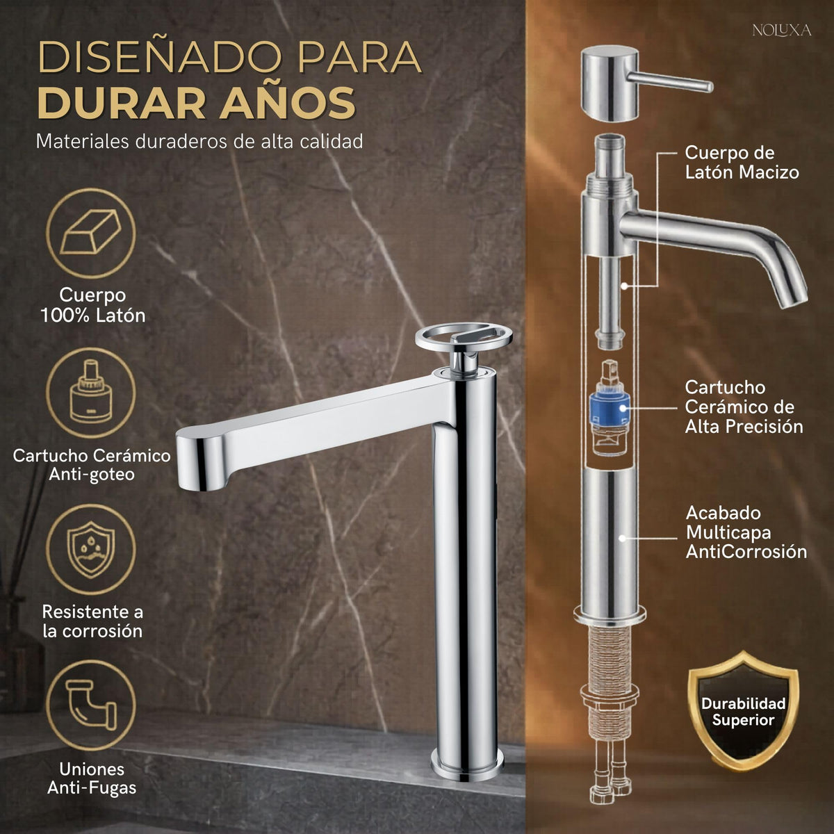 GRIFO LAVABO CAÑO ALTO MONOMANDO SERIE OLIMPO