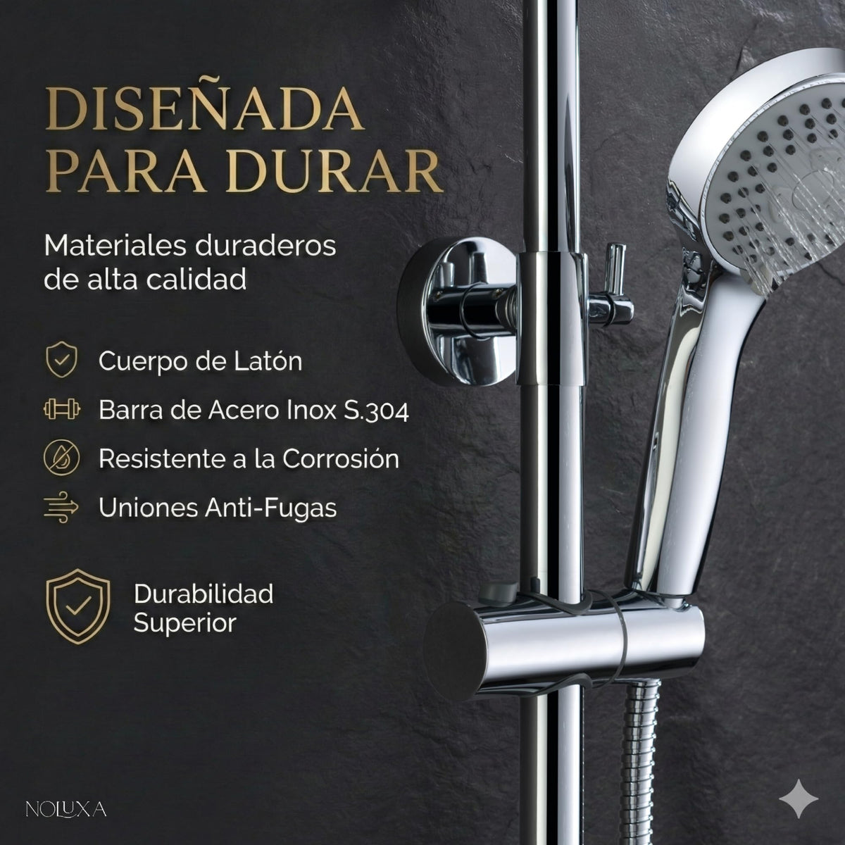 IMEX - Columna Ducha Termostatica con Grifo | Conjunto de Ducha con Alcachofa y Rociador Antical Efecto Lluvia | Griferia en Latón y Acero Inox S.304 con Barra Extensible | Serie Creta | Color Cromado Cromado