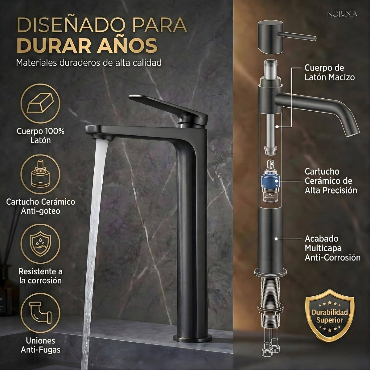 GRIFO LAVABO CAÑO ALTO MONOMANDO SERIE NÁPOLES