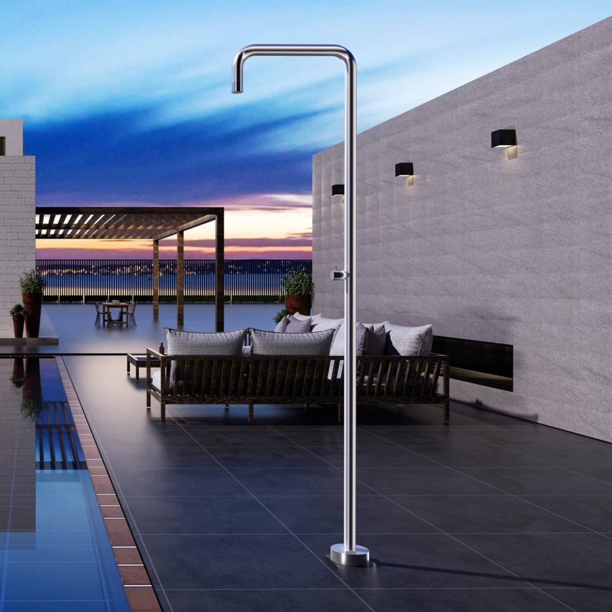 DUCHA PISCINA EXTERIOR EN ACERO INOX. S.316 SERIE UTAH