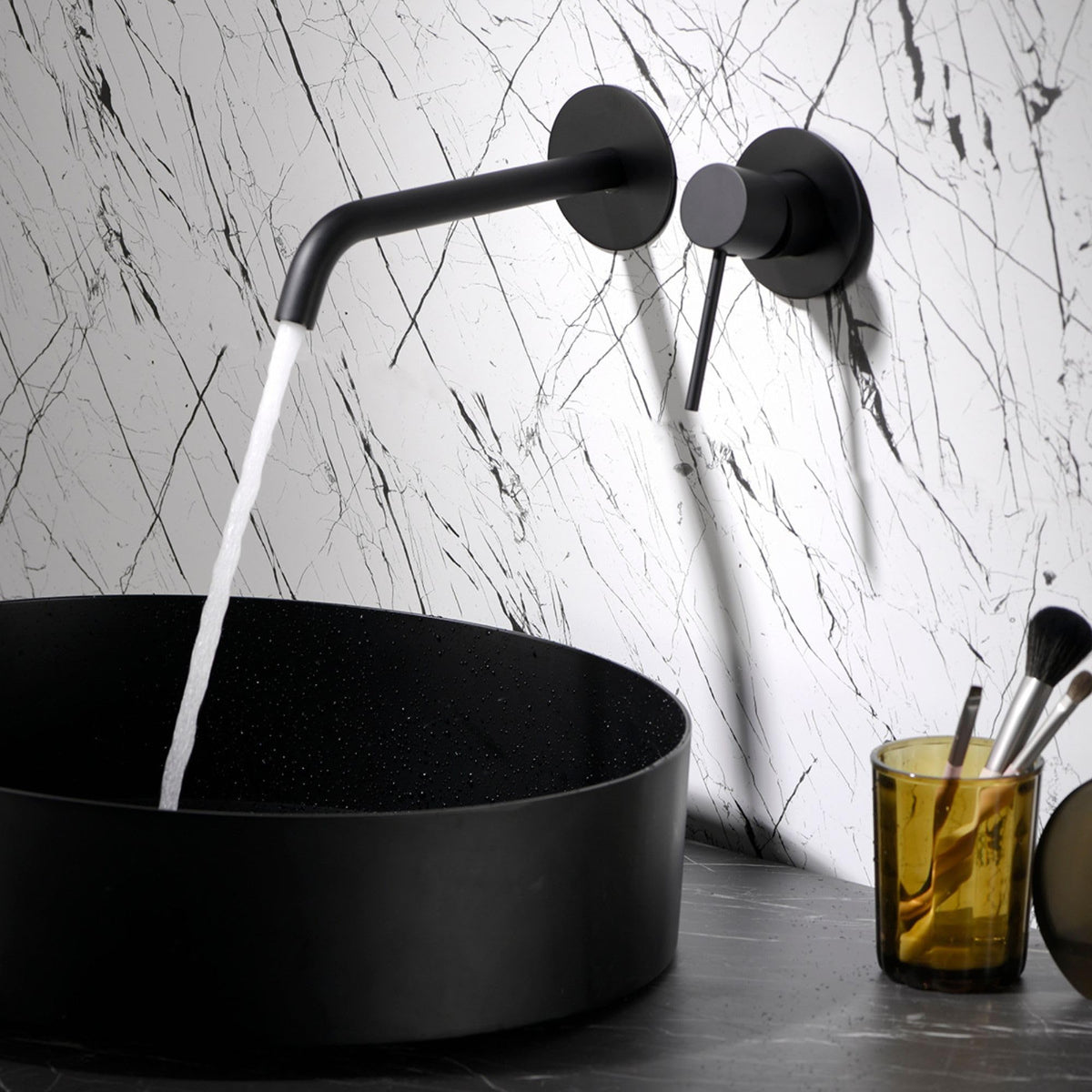 MONOMANDO EMPOTRADO LAVABO MILOS STICK Negro Mate