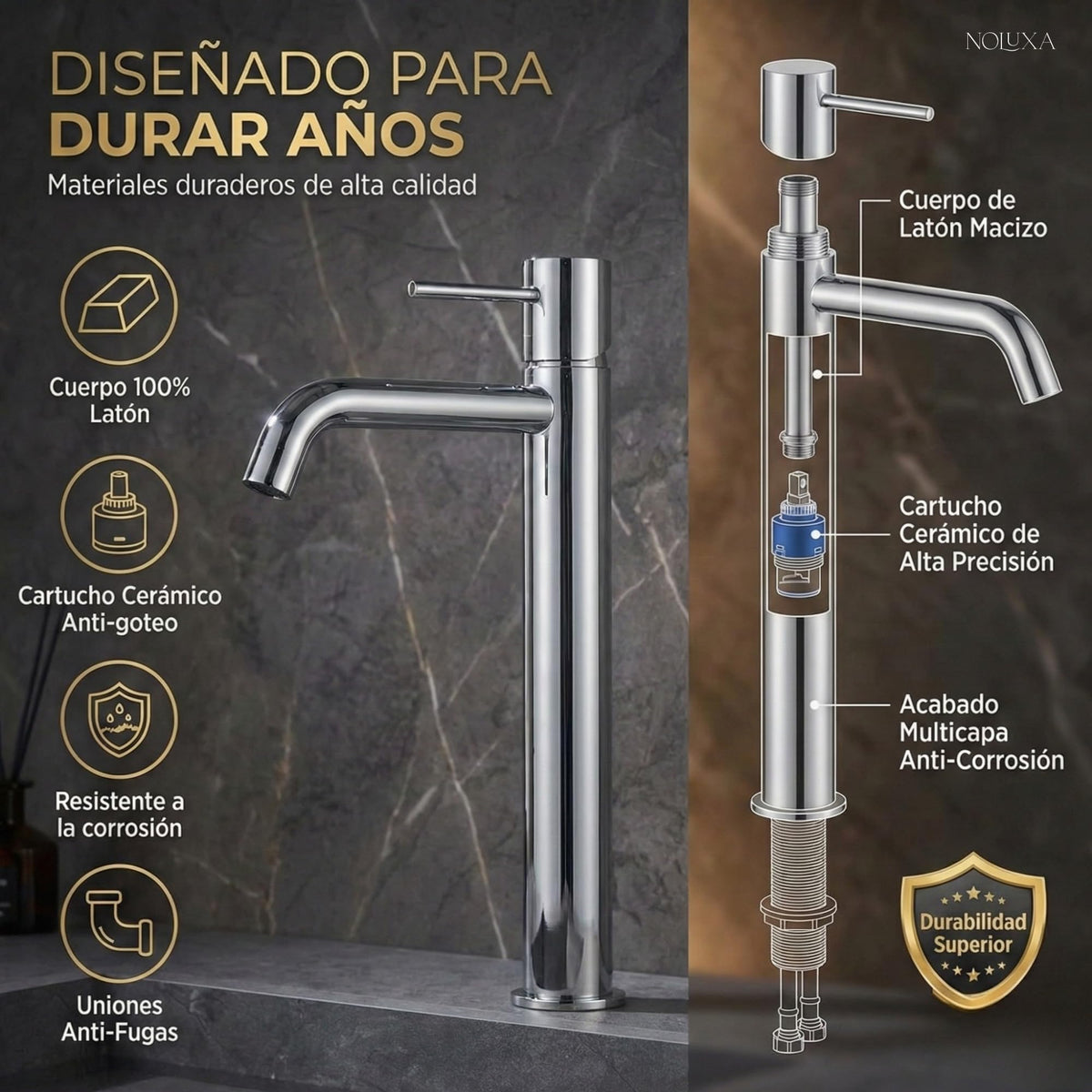 GRIFO LAVABO CAÑO ALTO MONOMANDO SERIE MONZA