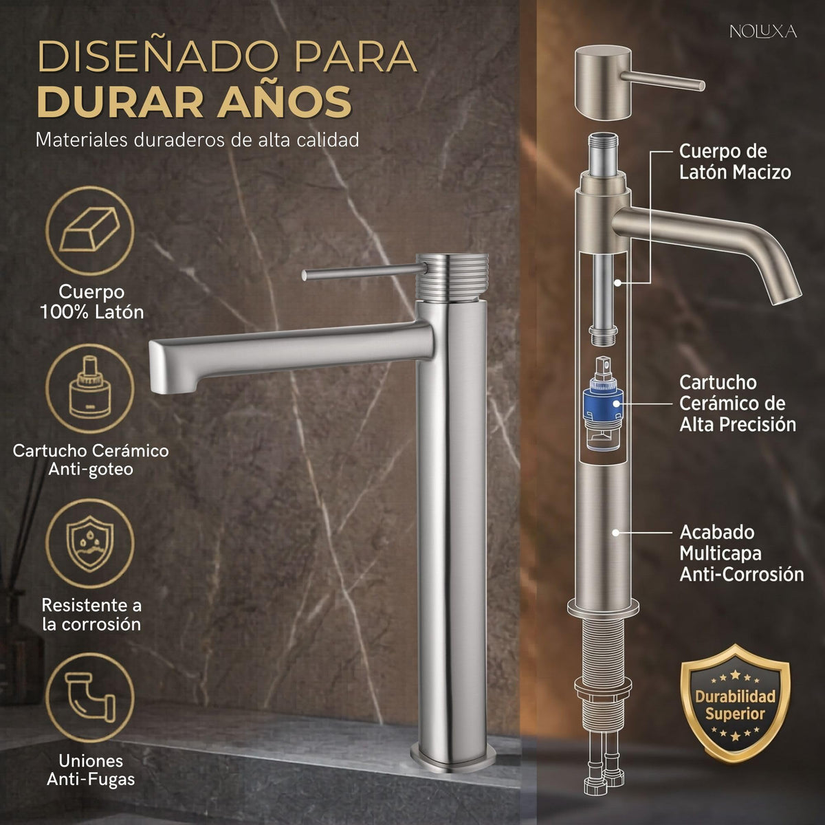 GRIFO LAVABO CAÑO ALTO MONOMANDO SERIE FIRENZE