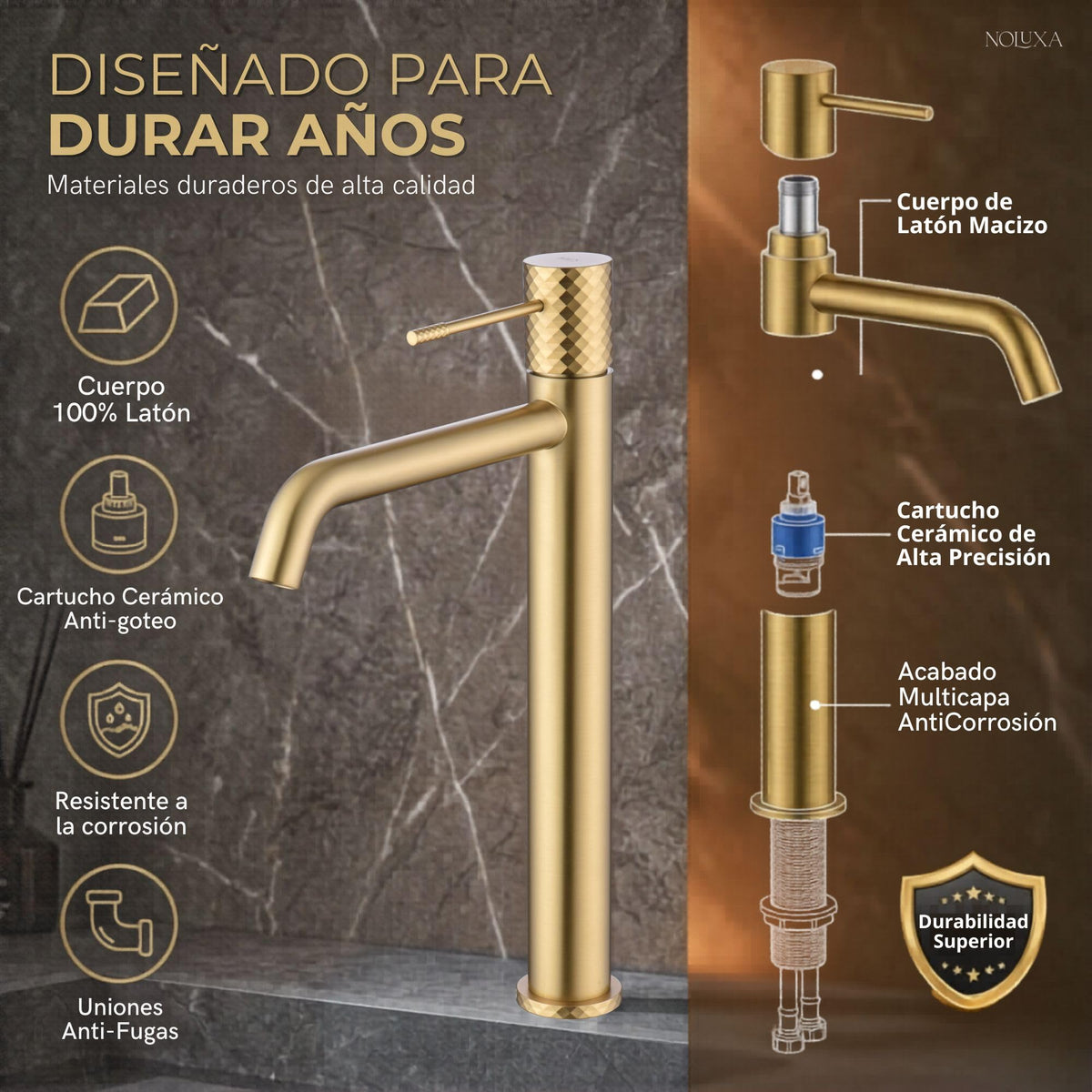GRIFO LAVABO CAÑO ALTO MONOMANDO SERIE GÉNOVA